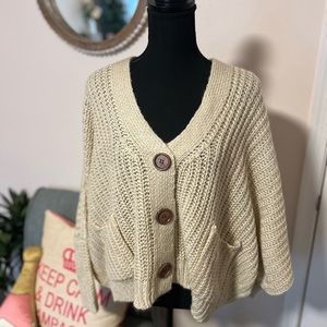Pink Lily Cream Button-Up Sweater